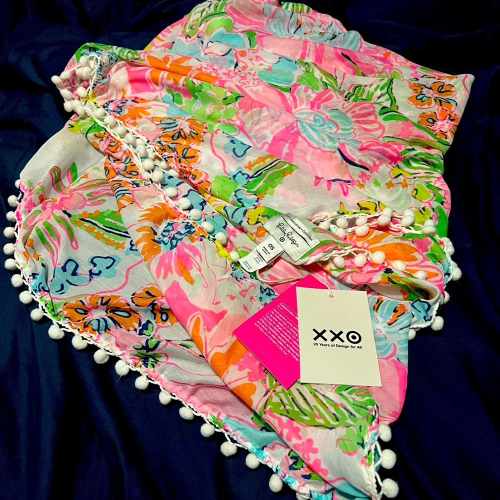 NWT Lilly Pulitzer Nosey Posie Pom Pom Scarf
